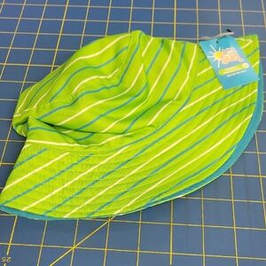 Bucket Hat Green Blue Striped Kids